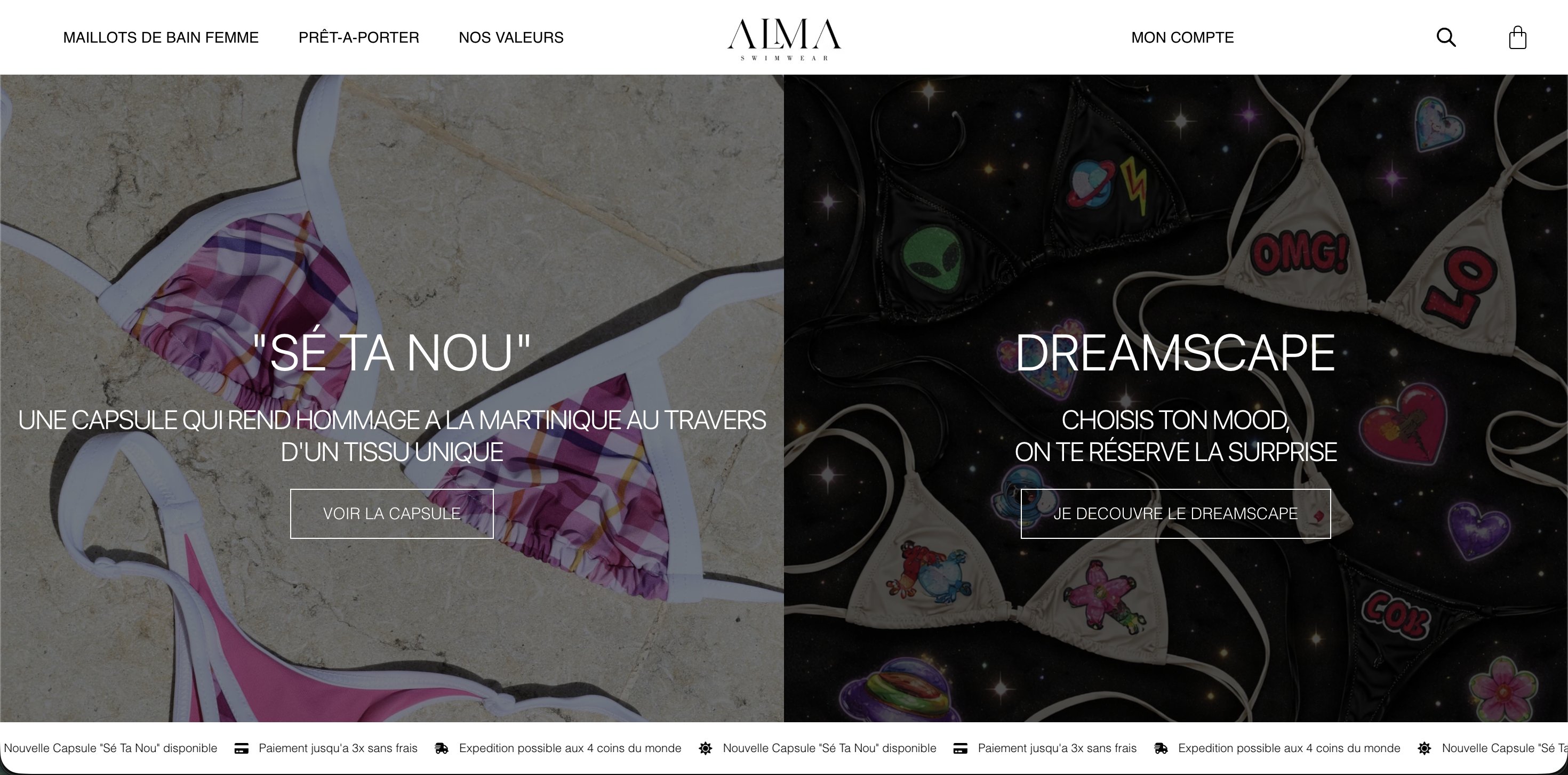 Site e-commerce Alma Swimwears - création site web Martinique par BM Consulting FWI